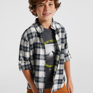 Camisa m/comp. xadrez linho